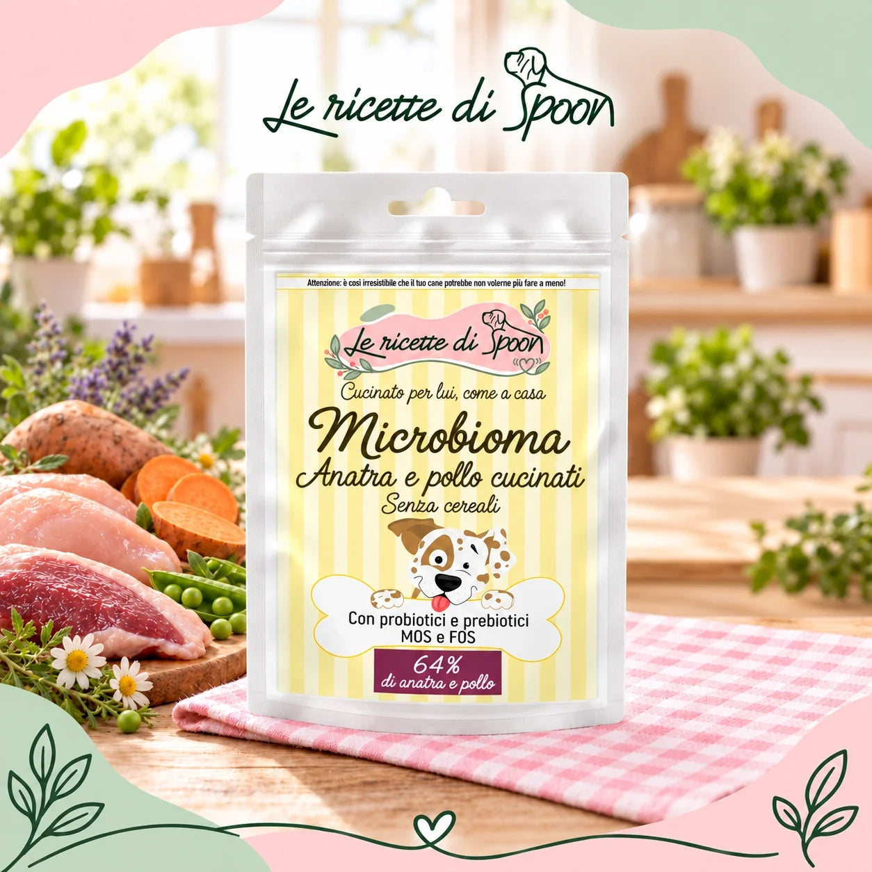 Microbioma – Snack per cane senza cereali – 70 g – copertina stile Spoon