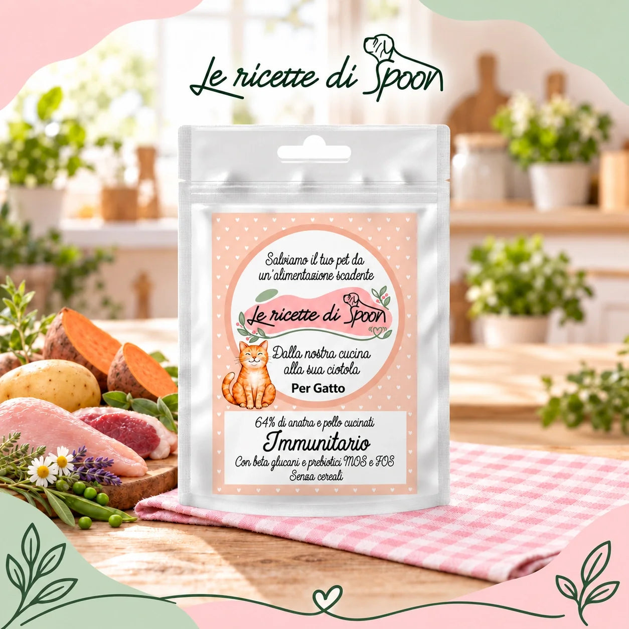 Immunitario – Snack per gatto senza cereali – 70 g – copertina stile Spoon