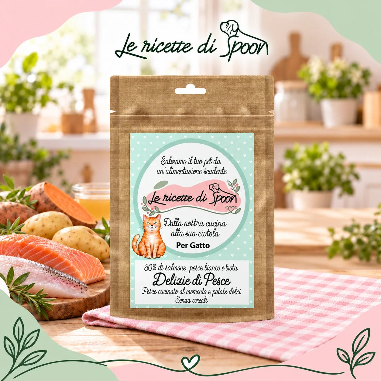 Delizie di Pesce – Snack per gatto senza cereali – 100 g – copertina stile Spoon