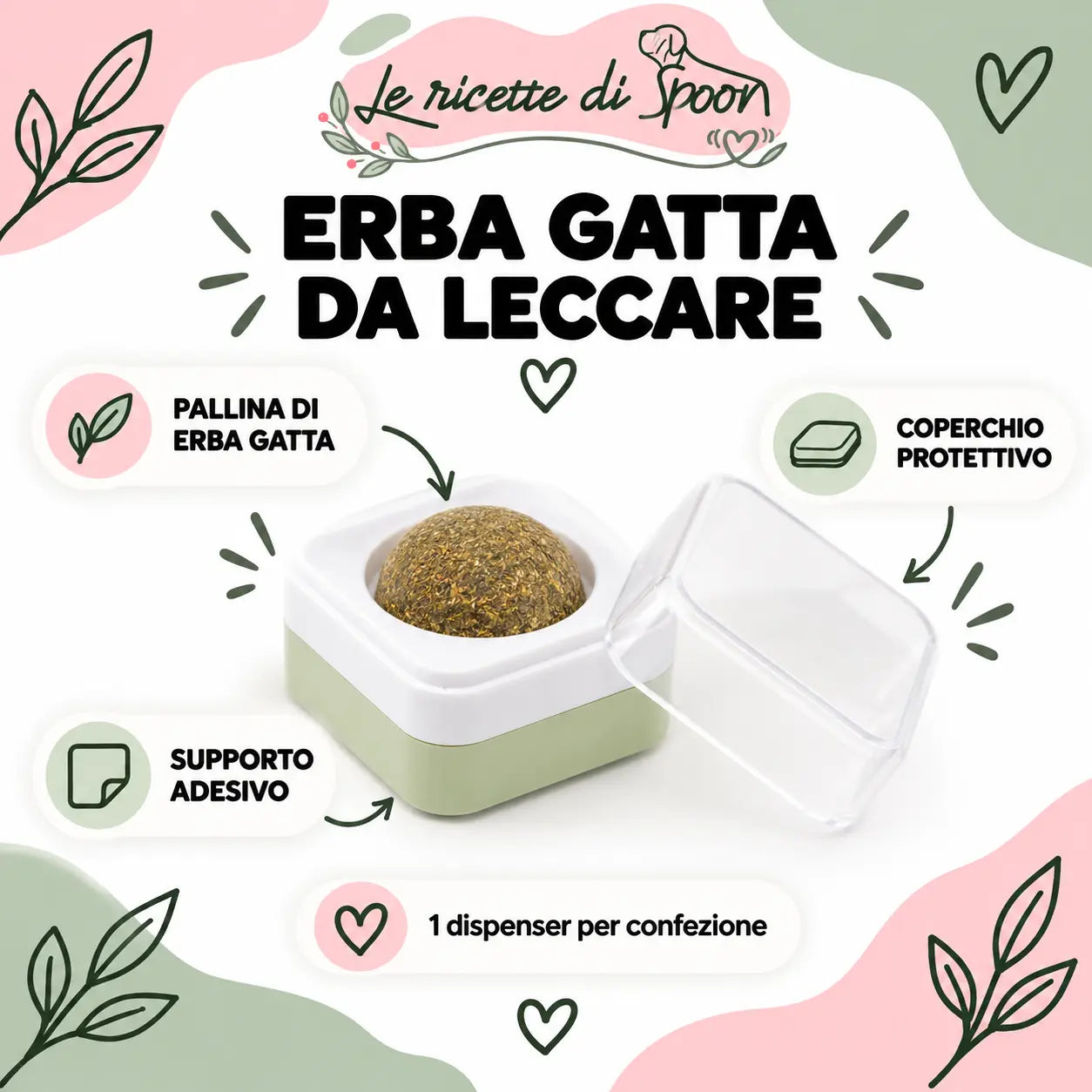 Erba gatta da leccare — caratteristiche del dispenser