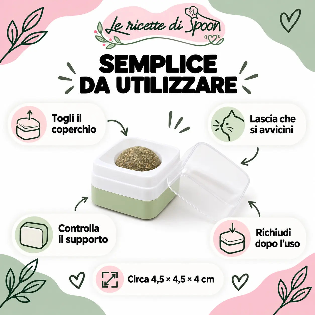 Dispenser erba gatta — guida all’uso e dimensioni indicative