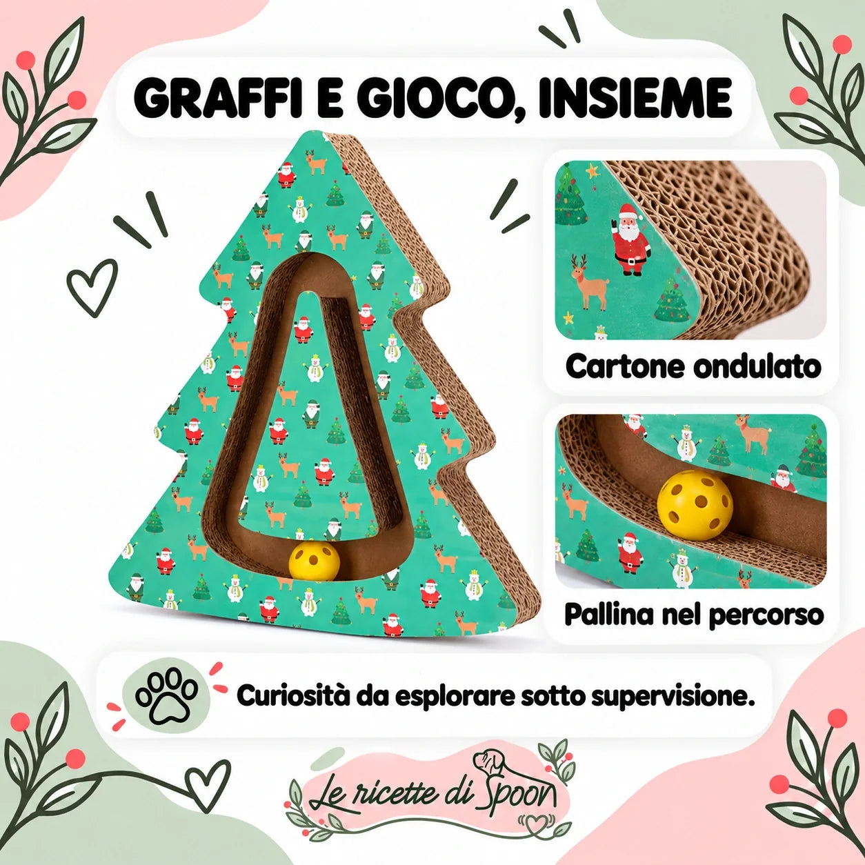 Abete — cartone ondulato e pallina nel percorso