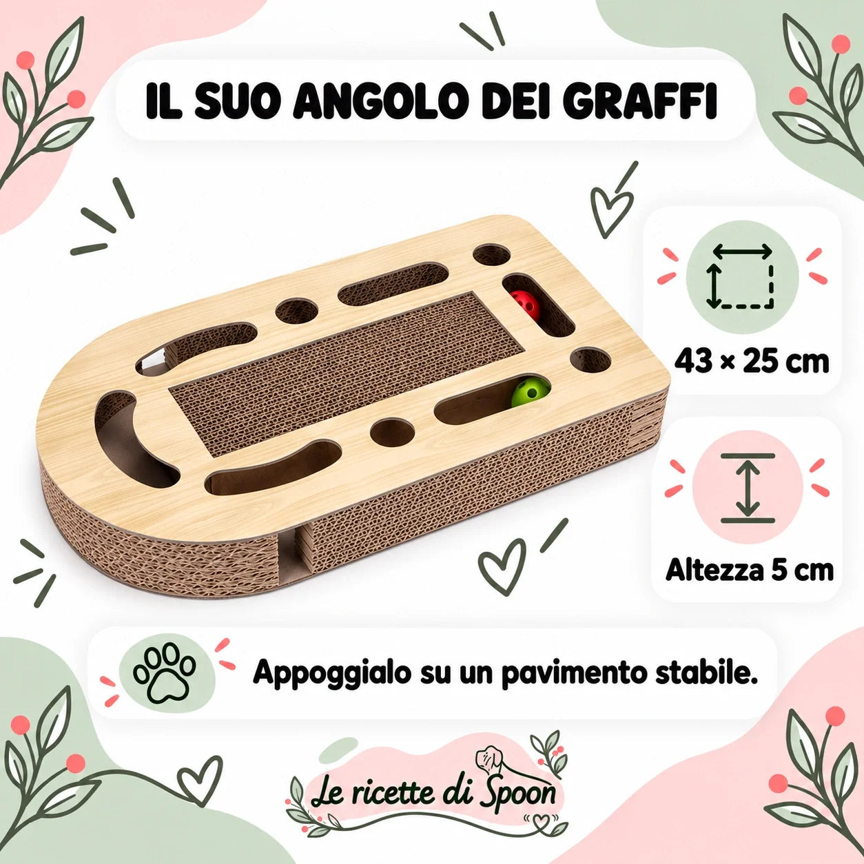 Pista — dimensioni 43 × 25 × 5 cm