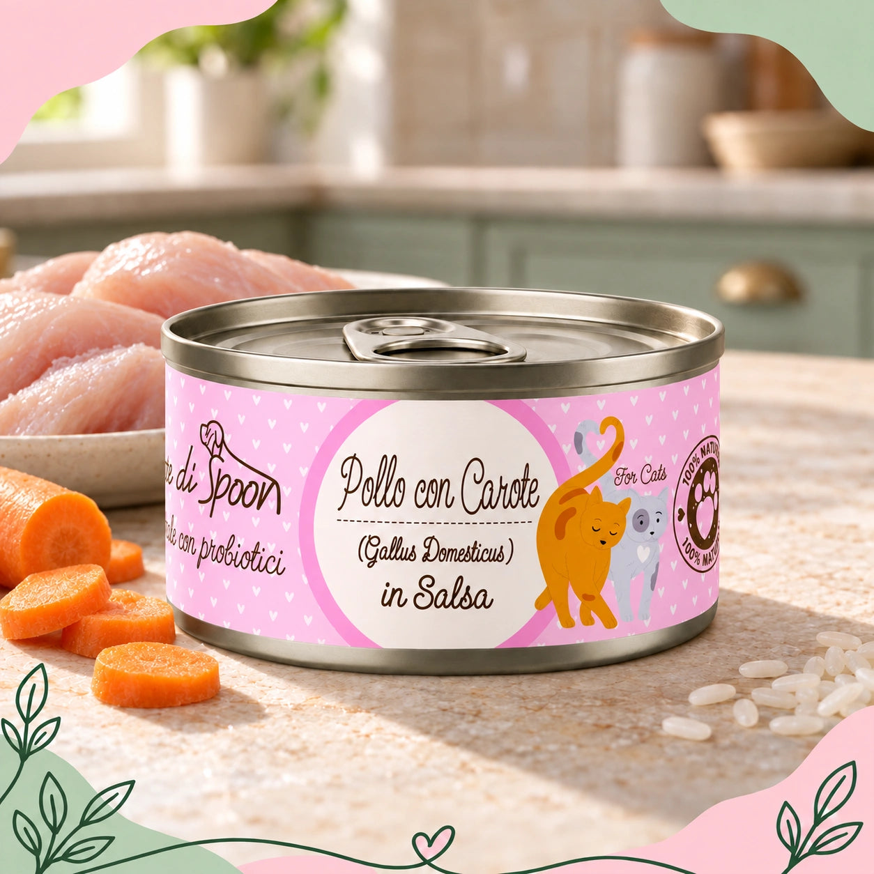 Straccetti gatto Pollo con Carote 85 g - foto ambientata