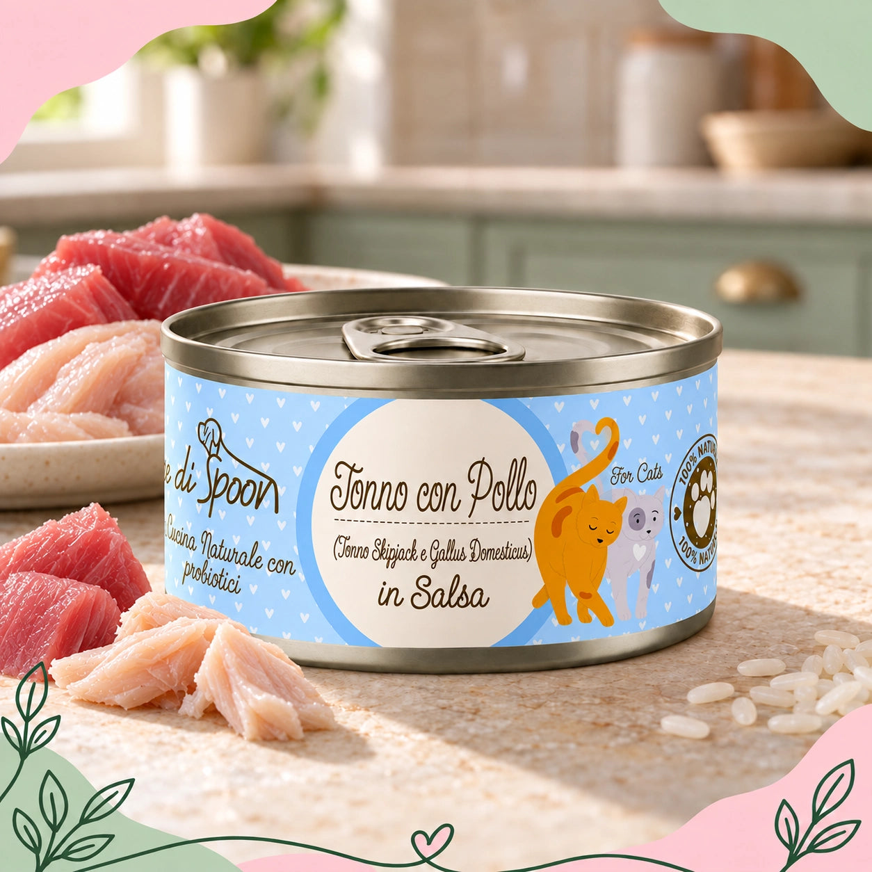 Straccetti gatto TONNO CON POLLO 85 g - foto ambientata