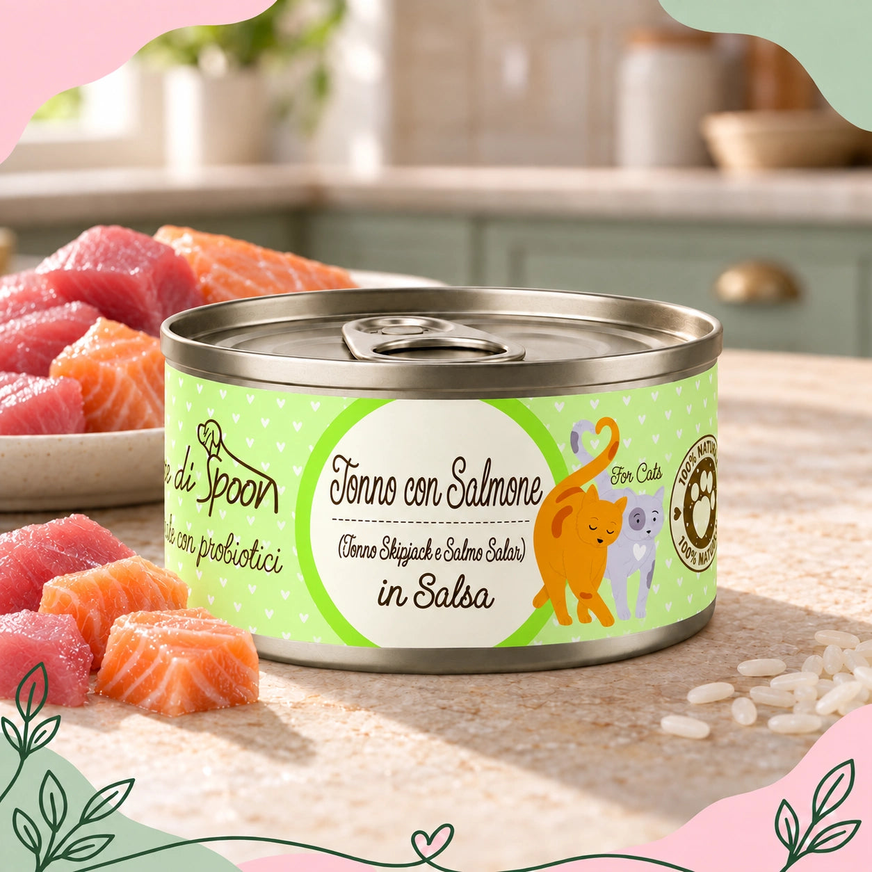 Straccetti gatto TONNO CON SALMONE 85 g - foto ambientata