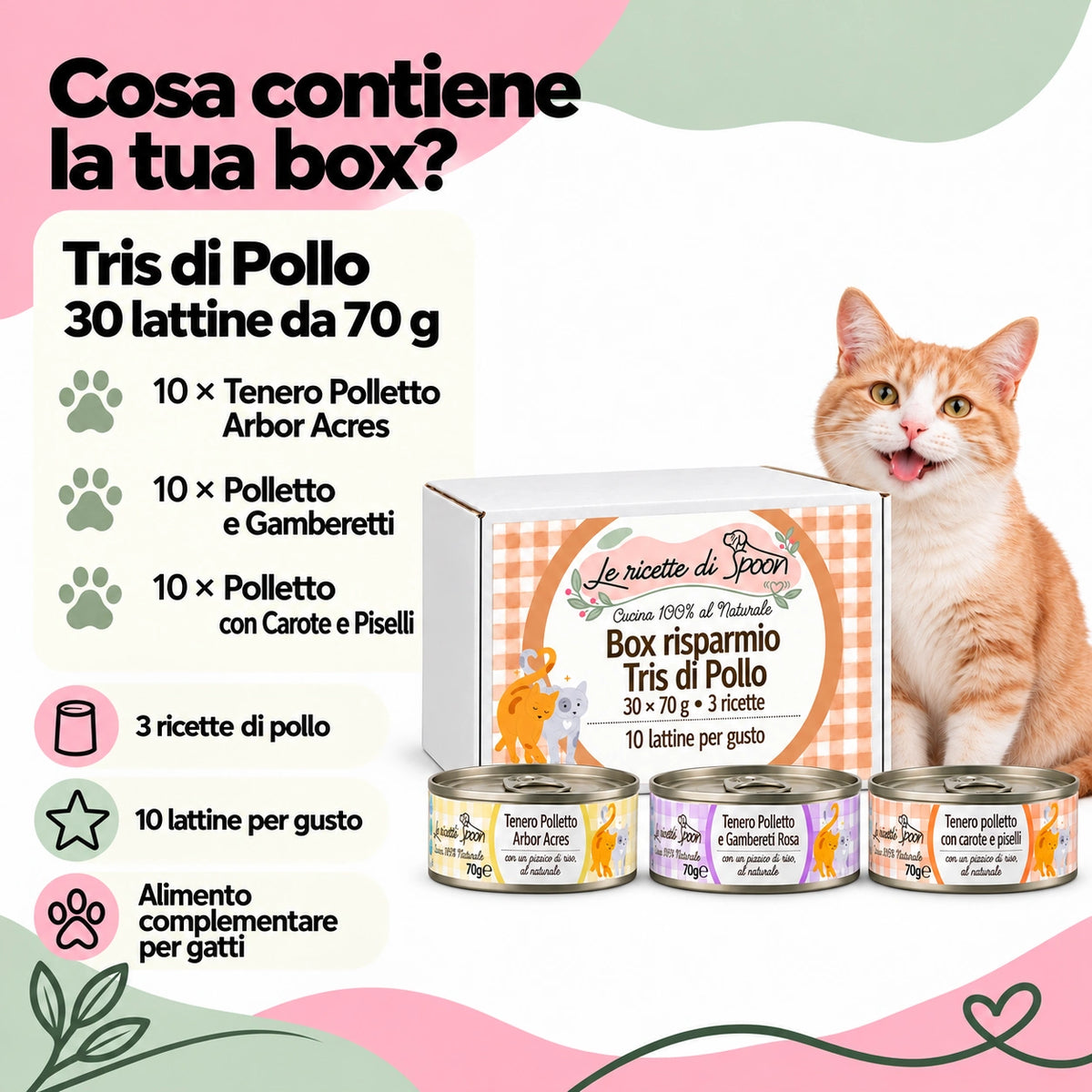 Tris di Pollo – contenuto: 10 lattine per ciascuna delle tre ricette