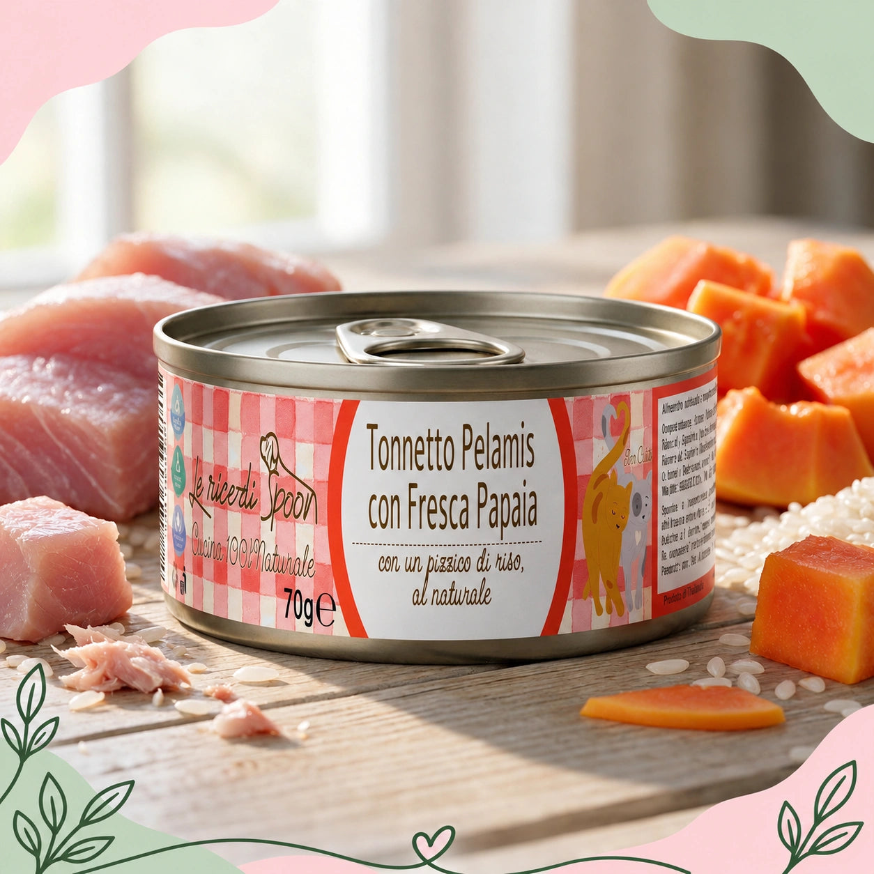 Tonnetto Pelamis e Papaia - Le Ricette Semplici umido naturale gatto 70 g