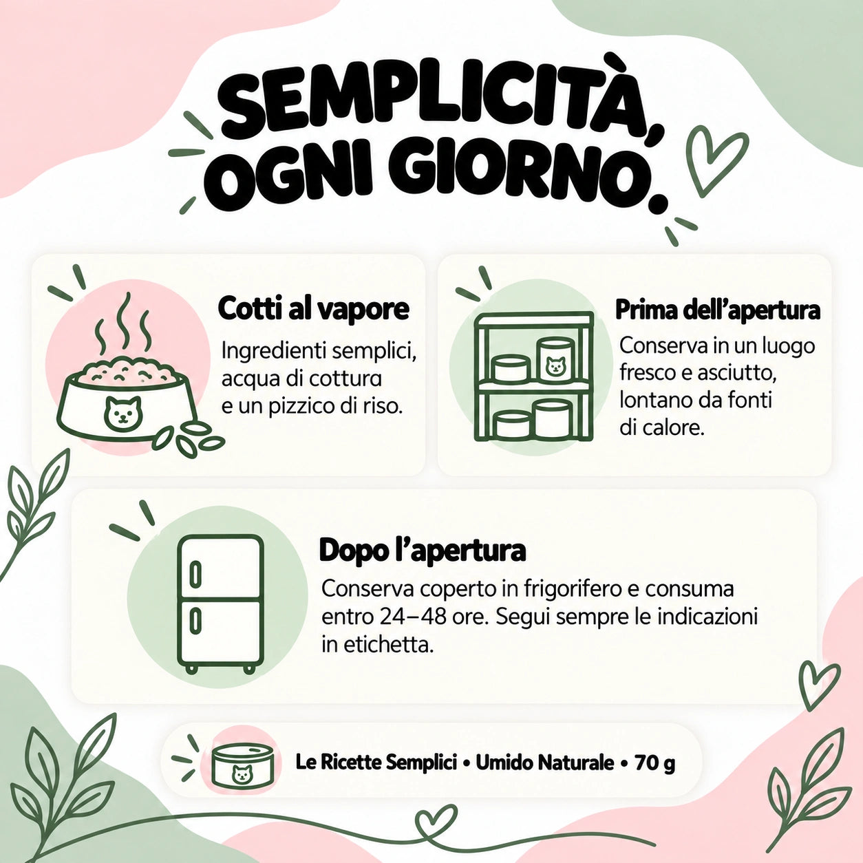 Cottura al vapore e conservazione - Le Ricette Semplici umido naturale gatto