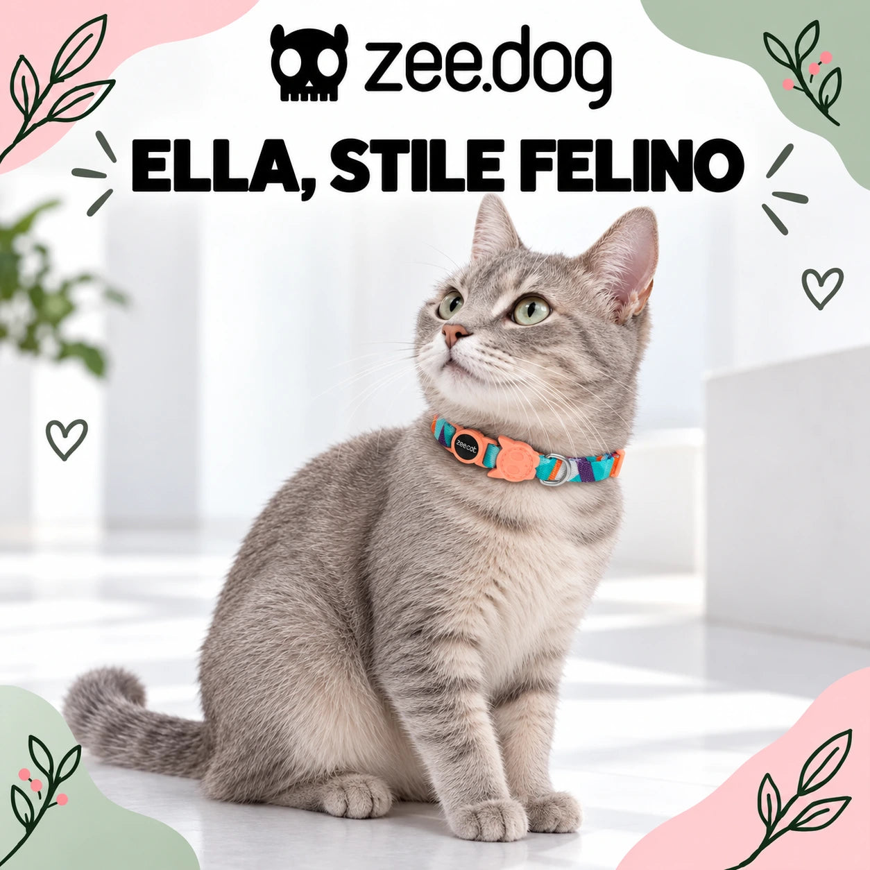 Zee.Dog Ella — indossato da un gatto, ambientazione illustrativa