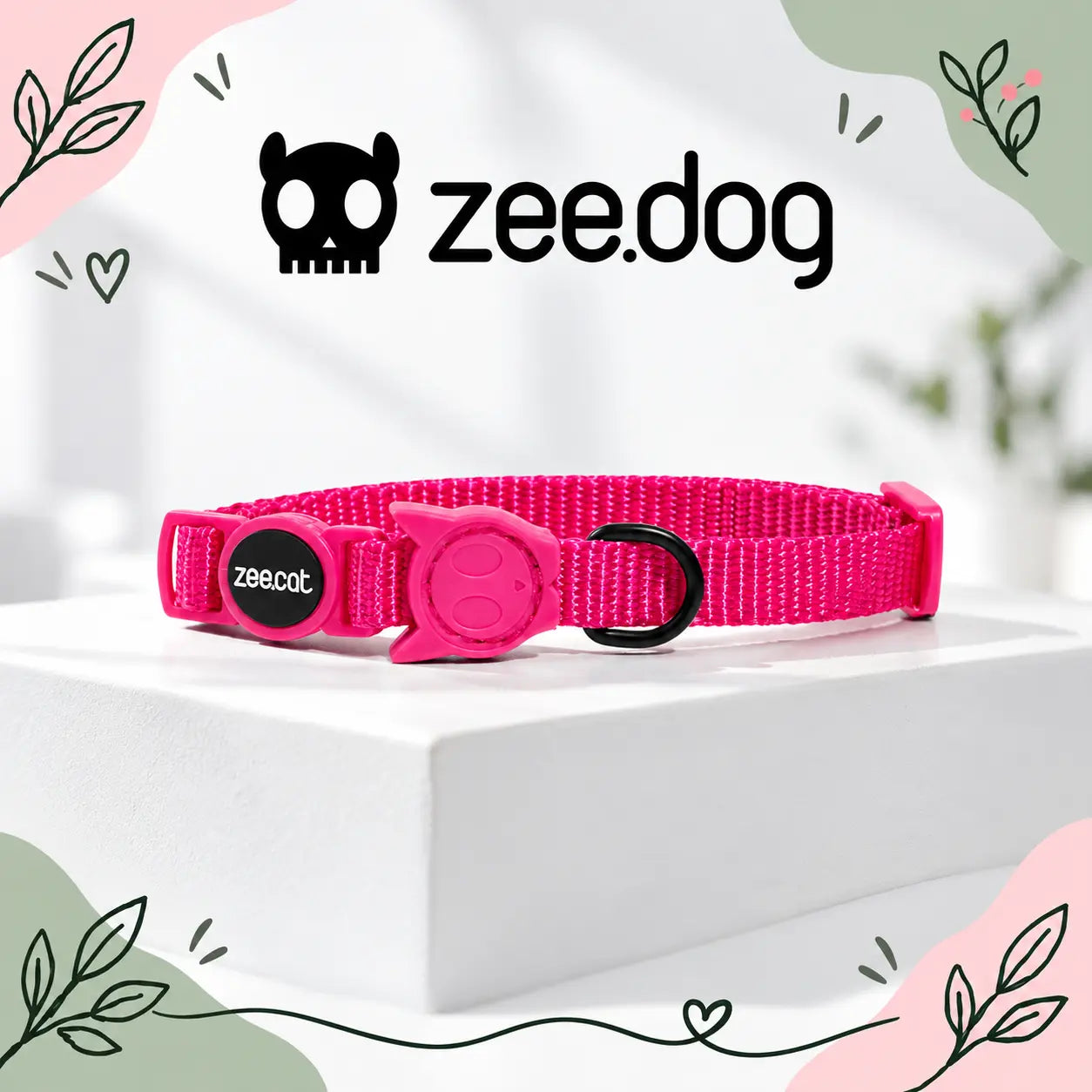Zee.Dog Pink LED — collare gatto su sfondo moderno chiaro