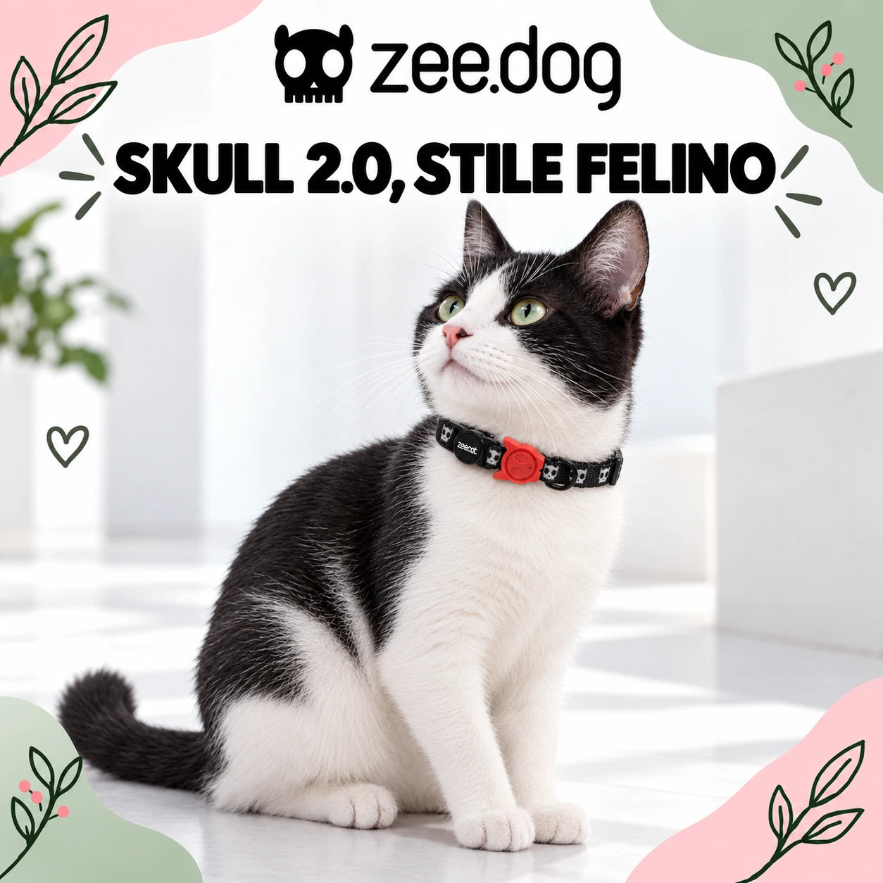 Zee.Dog Skull 2.0 — indossato da un gatto, ambientazione illustrativa