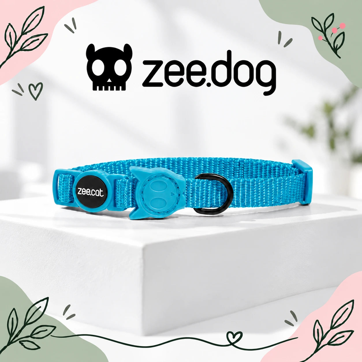 Zee.Dog Ultimate Blue — collare gatto su sfondo moderno chiaro